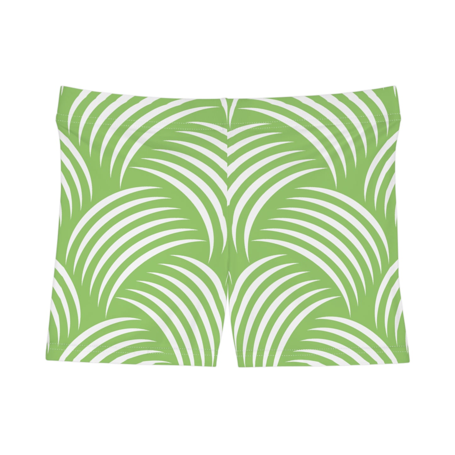 Stylish Women's Shorts Green Tropical Wave Pattern Summer Beachwear