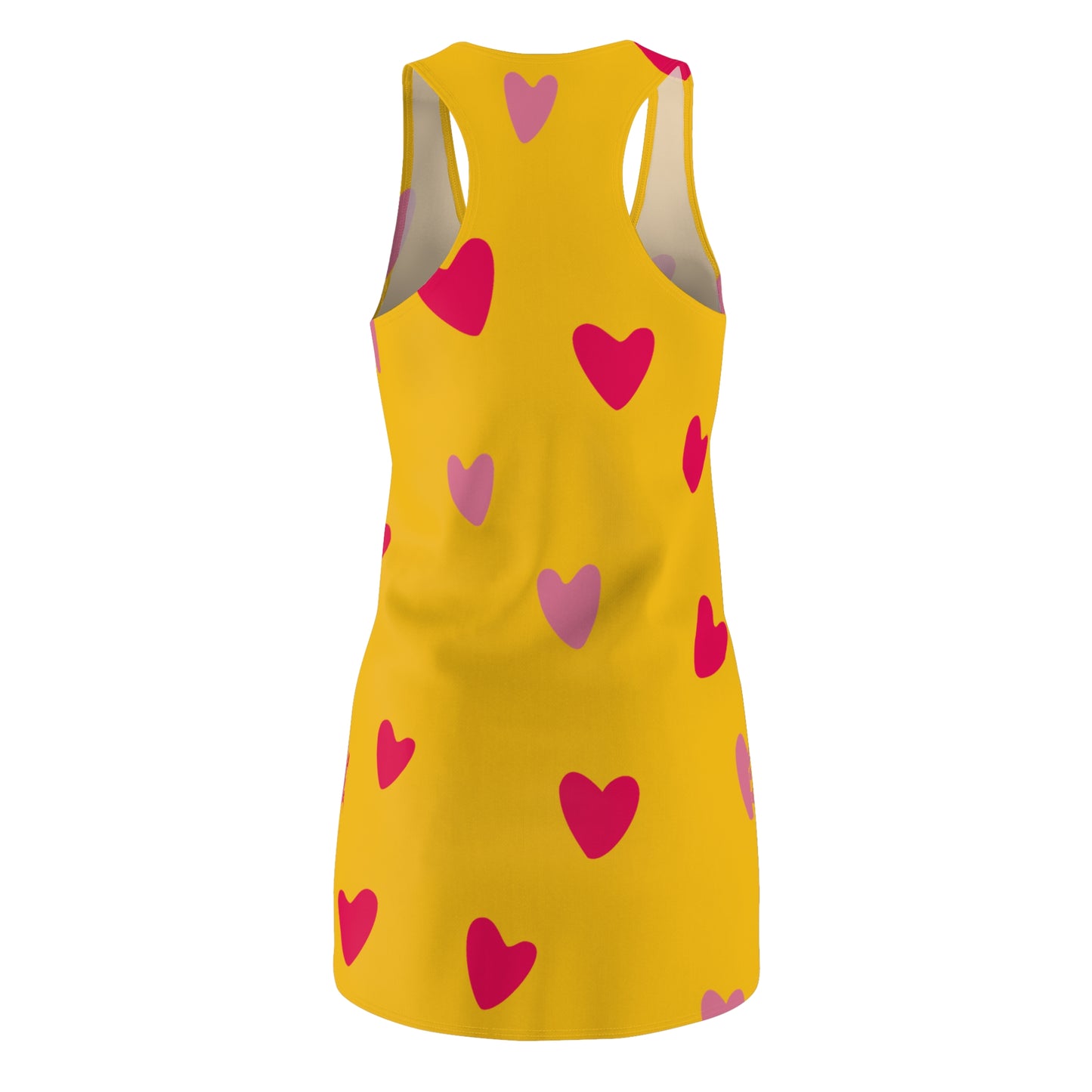 Pink Herz gelbes Racerback Kleid – Süßes Sommerkleid