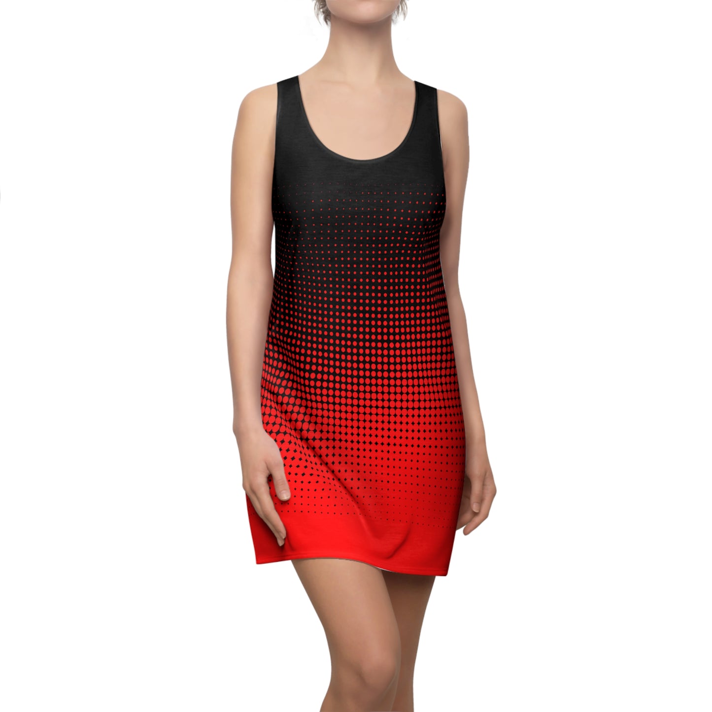Racerback Kleid Schwarz Rot Farbverlauf mit Punkte Design
