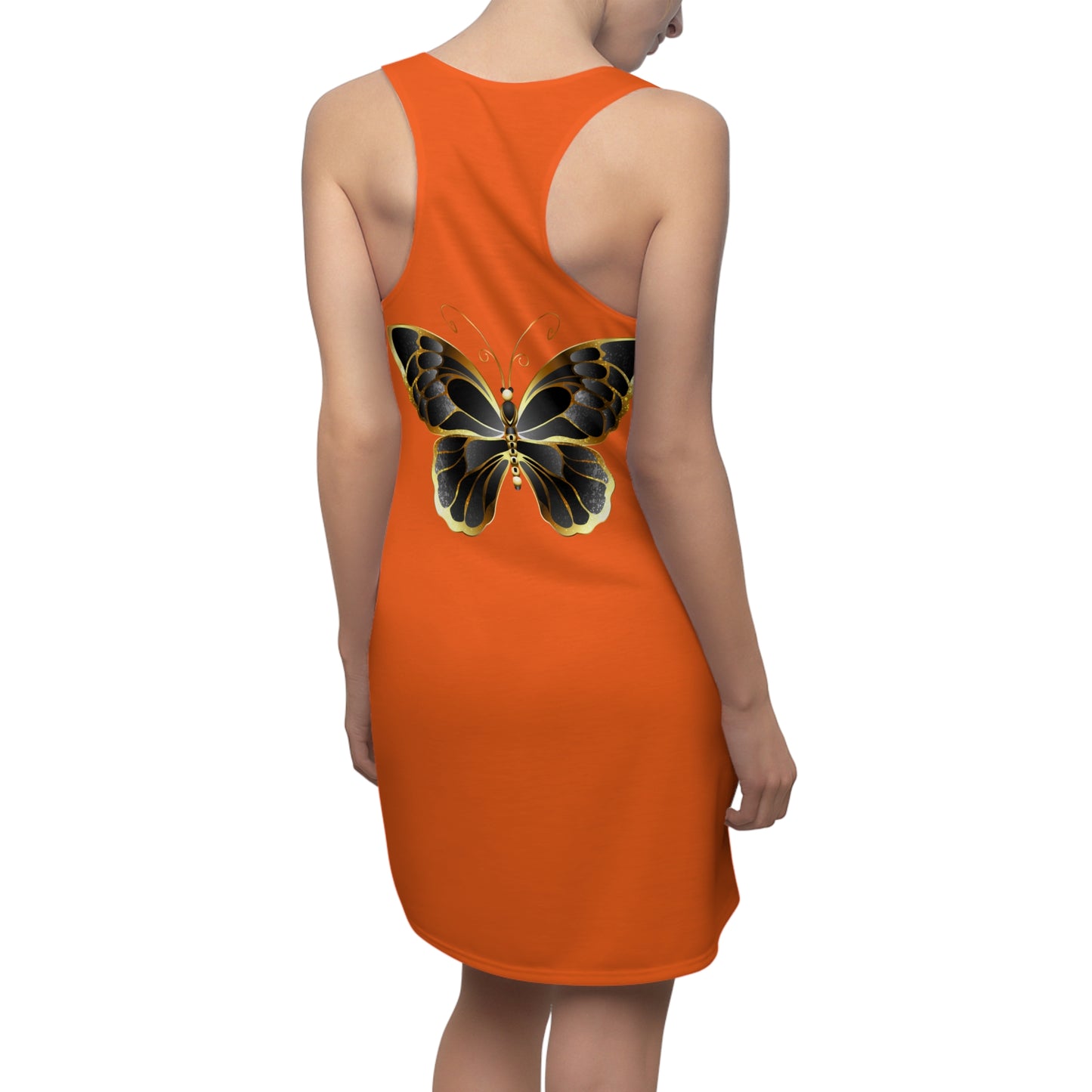Orange Schmetterling Racerback Kleid Sommerkleid