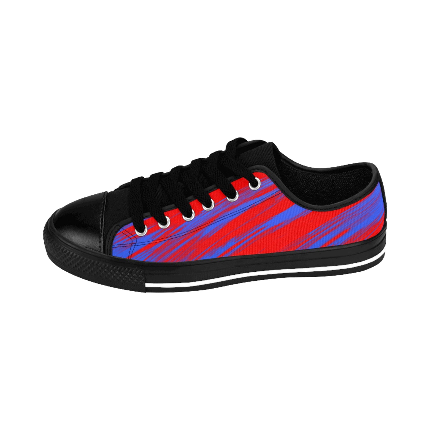 Red Blue Gradient Canvas Sneakers Women Casual Lace-Up Shoes