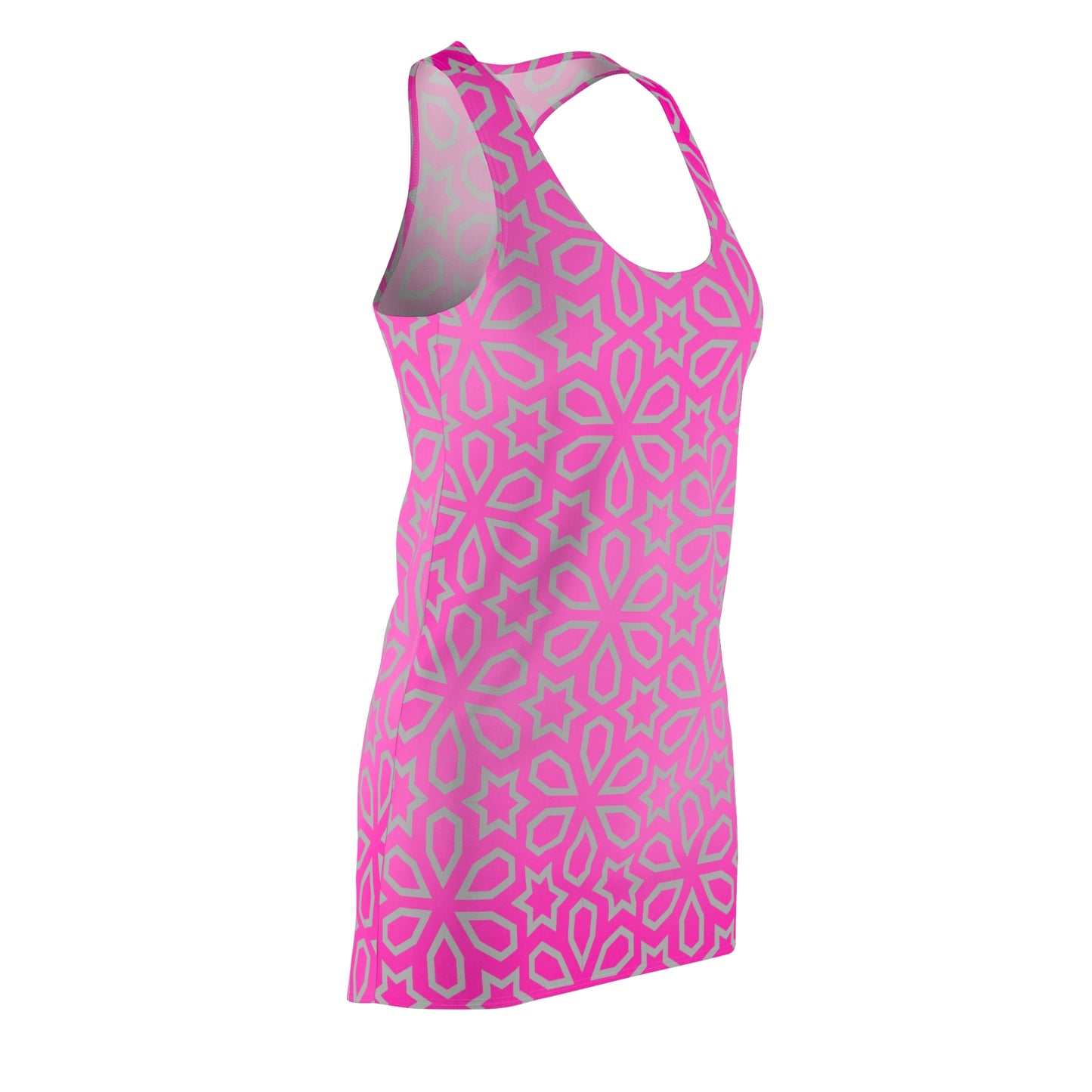 Racerback Kleid mit pinkem Farbverlauf & geometrischem Blütenmuster