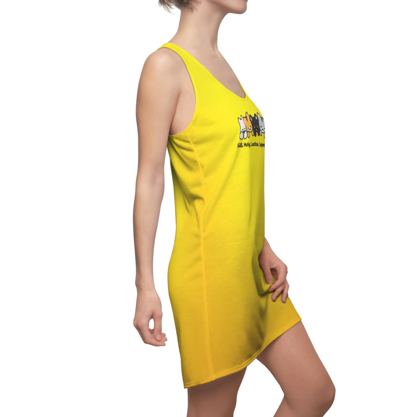 Racerback Kleid mit Katzenmotiv und Spruch – süß & selbstbewusst