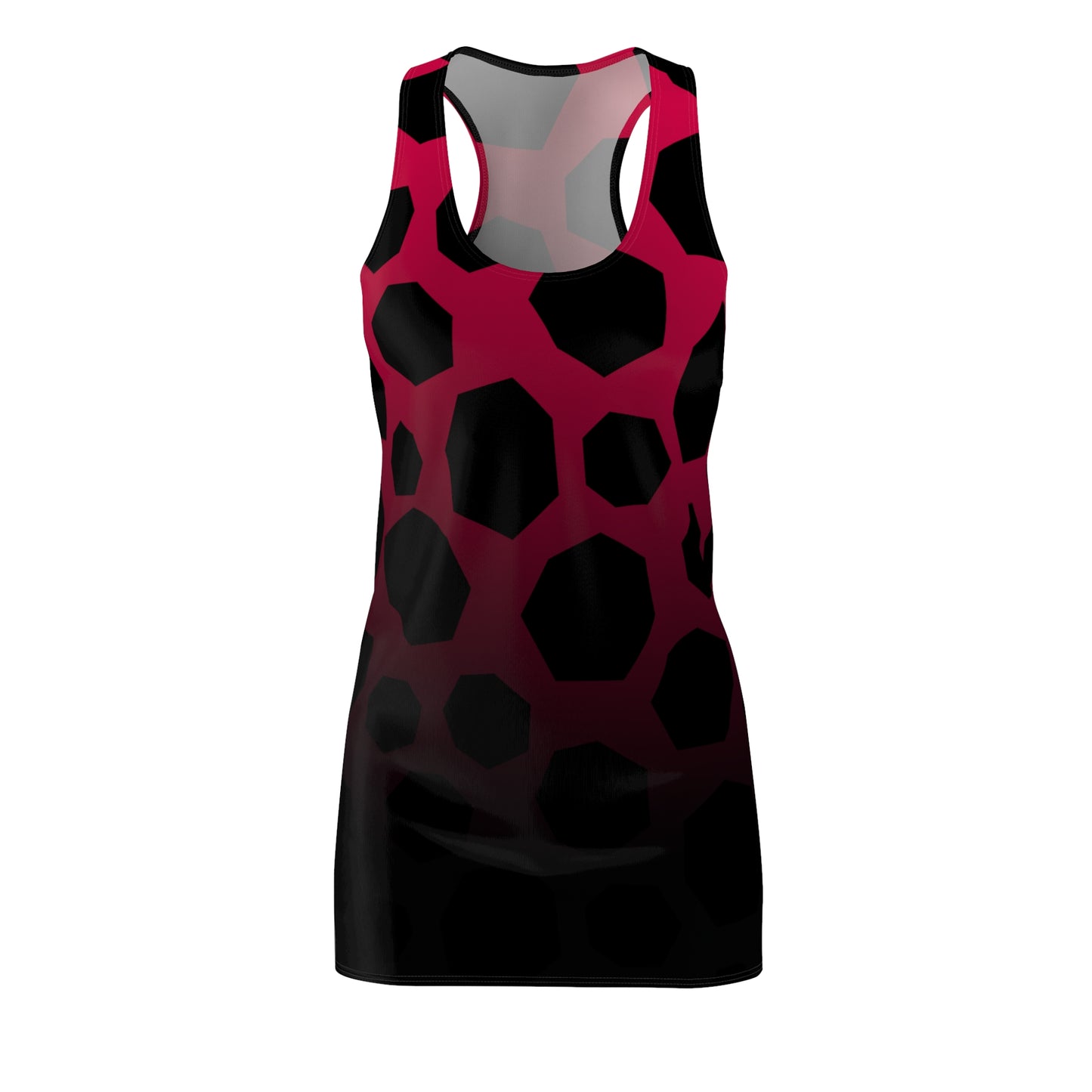 Rotes Racerback Kleid mit schwarzen Polygon-Muster – Modern