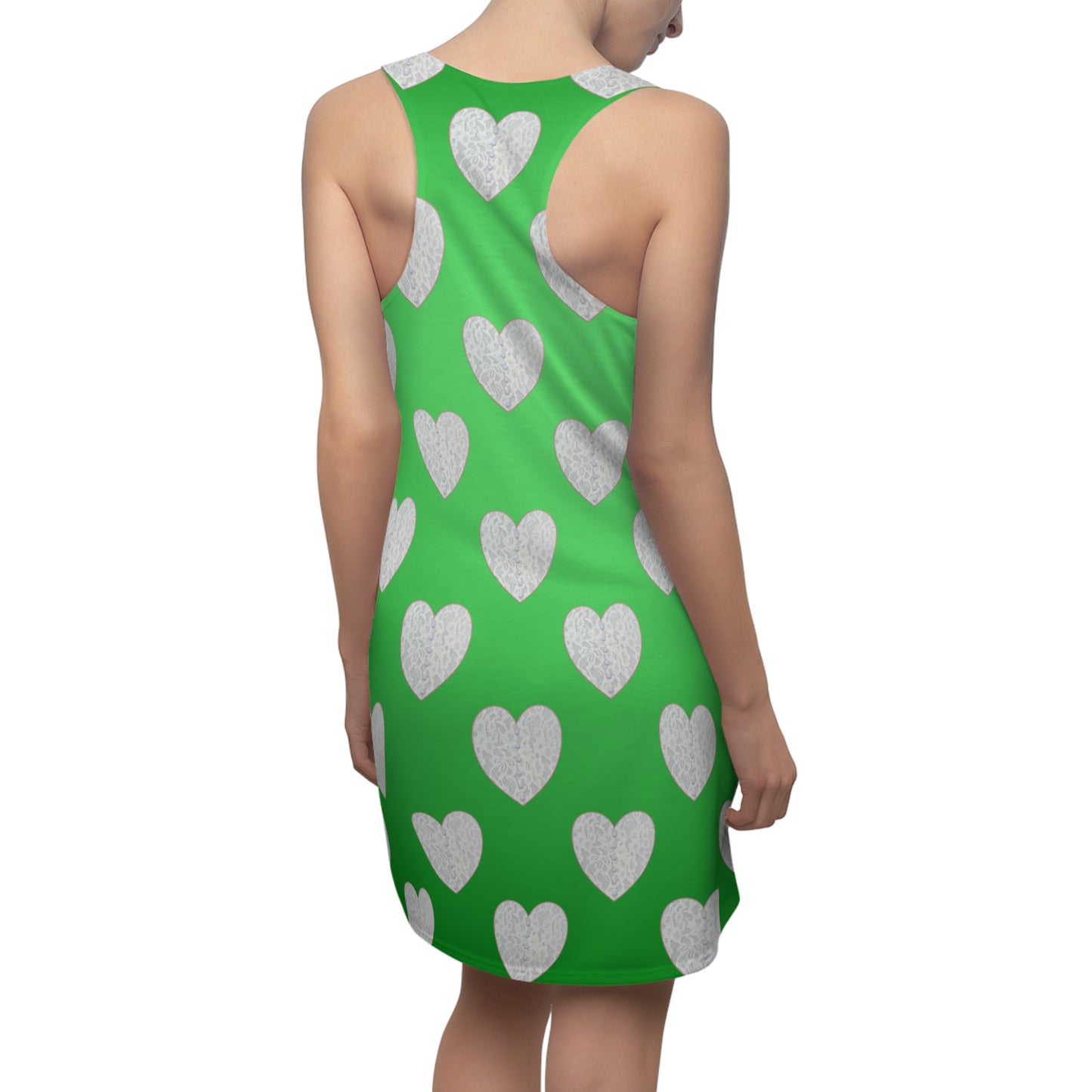 Grünes Racerback Kleid mit Herzmuster & sanftem Farbverlauf