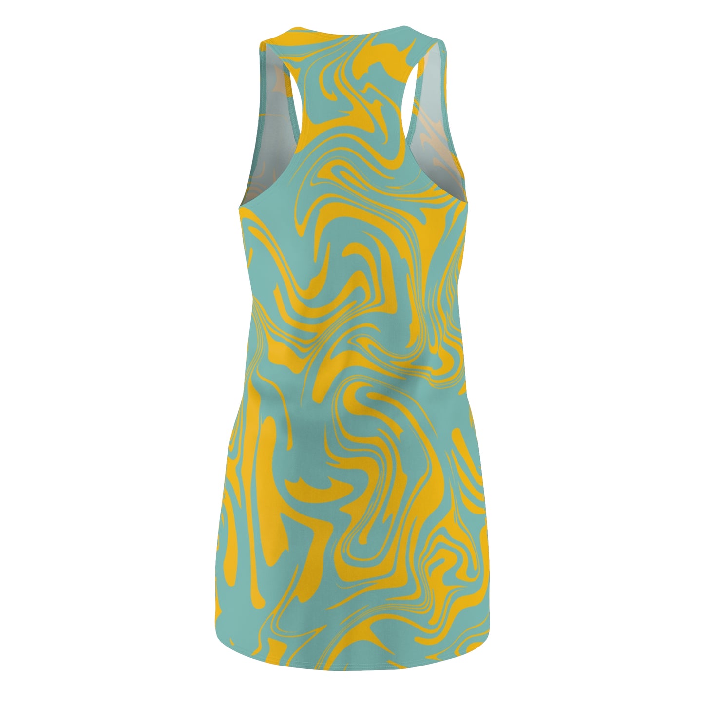 Aqua Gelb Marmor Racerback Kleid – Trendige Sommer Damenmode