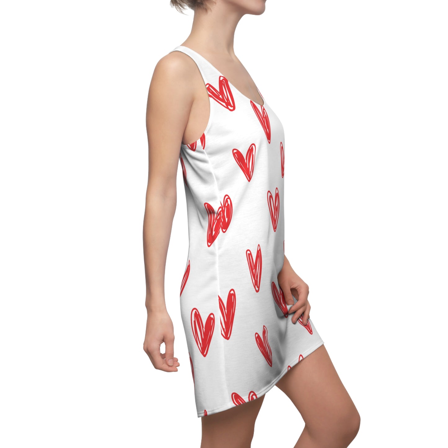 Herz Print Racerback Kleid – Romantisches Sommerkleid