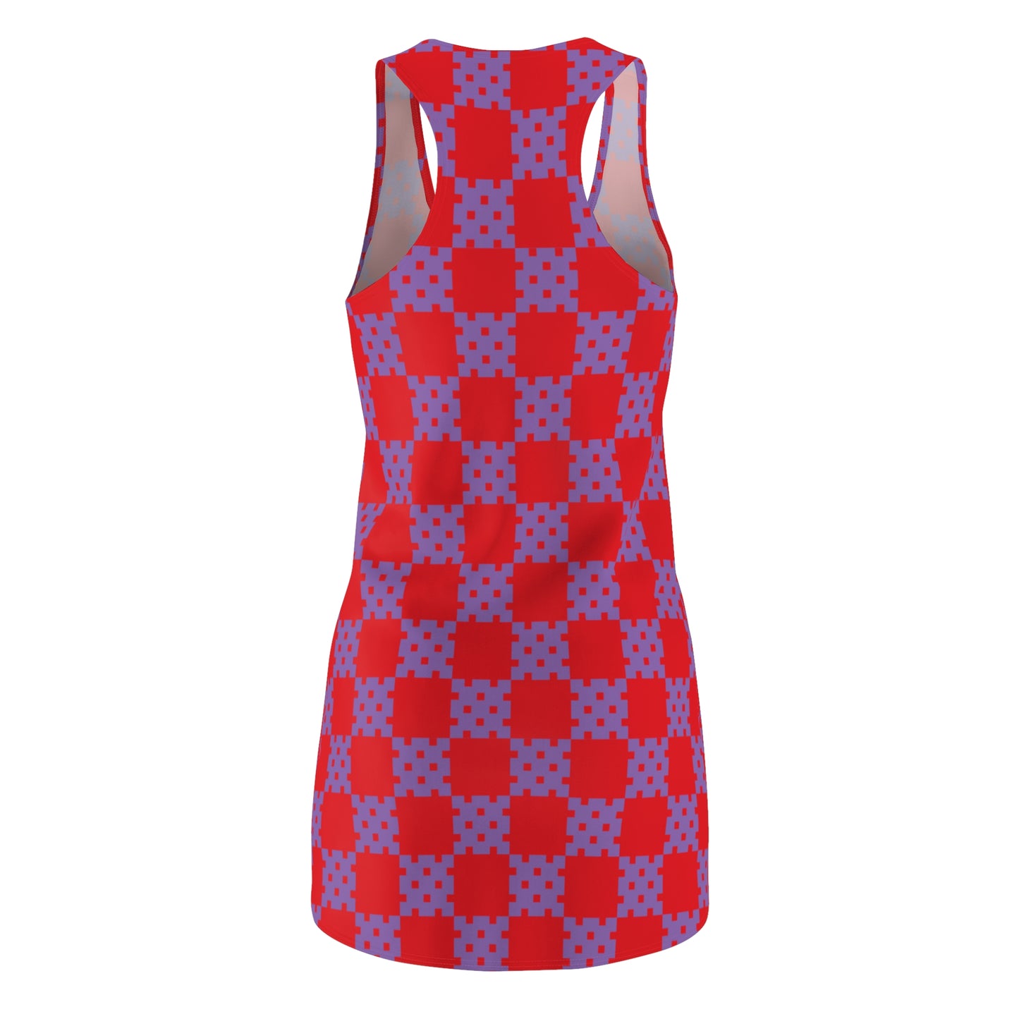 Rot-Lilanes Racerback Kleid mit geometrischem Karomuster