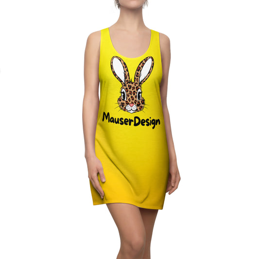 Leopard Hase Racerback Kleid – Gelbes Sommerkleid