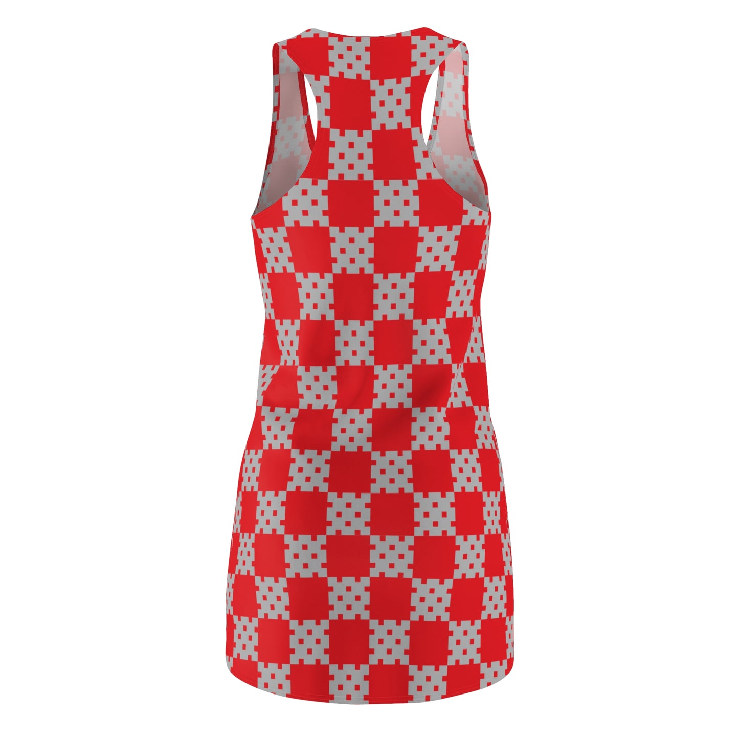 Rotes Racerback Kleid mit geometrischem Karomuster