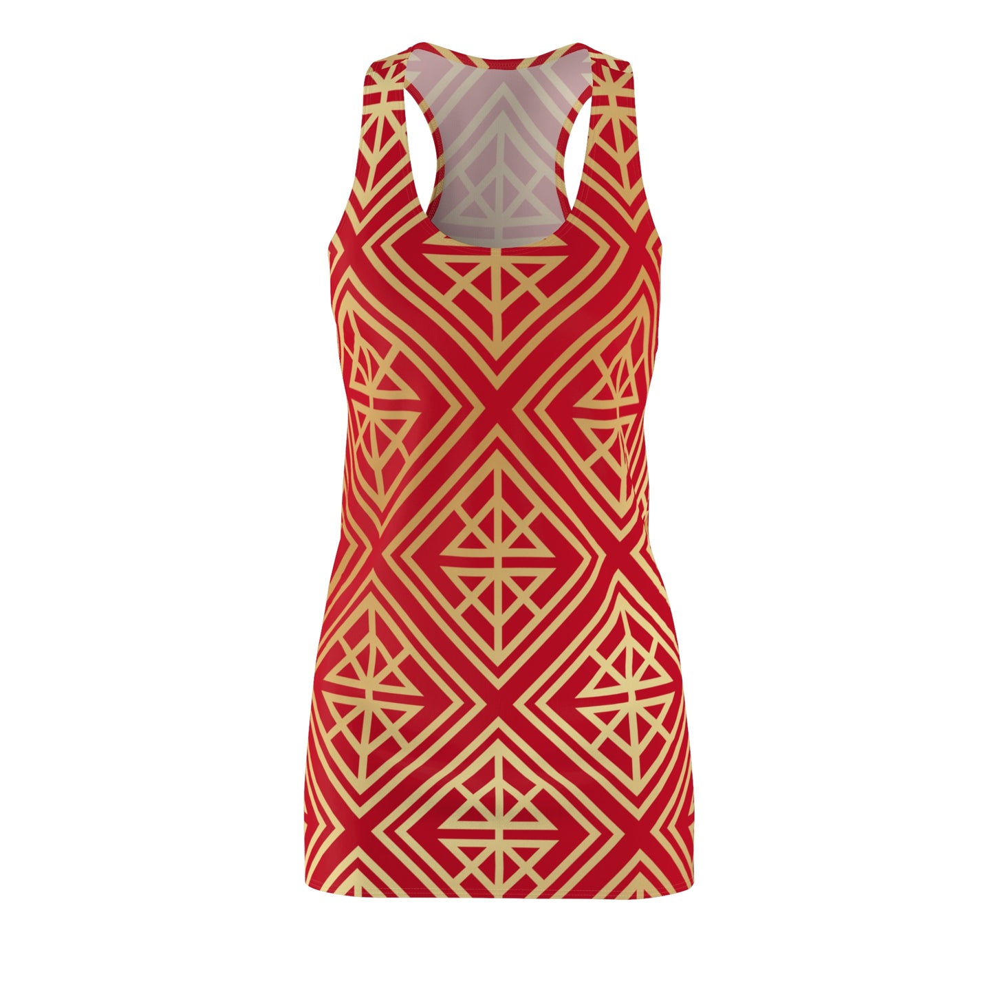 Luxury Racerback Dress mit Geometric Gold Line Muster red