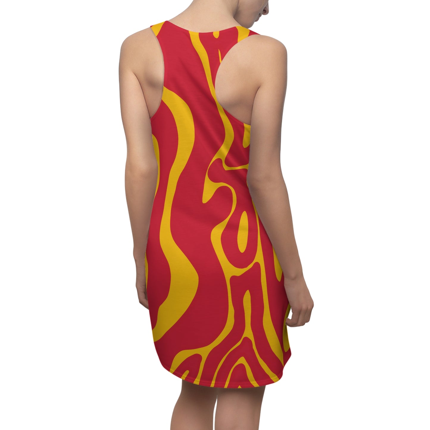 Rot Swirl Racerback Kleid – Abstraktes Sommerkleid