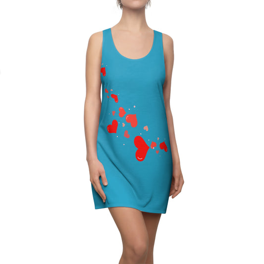 Türkis Herz Racerback Kleid – Elegantes Valentinstag Outfit