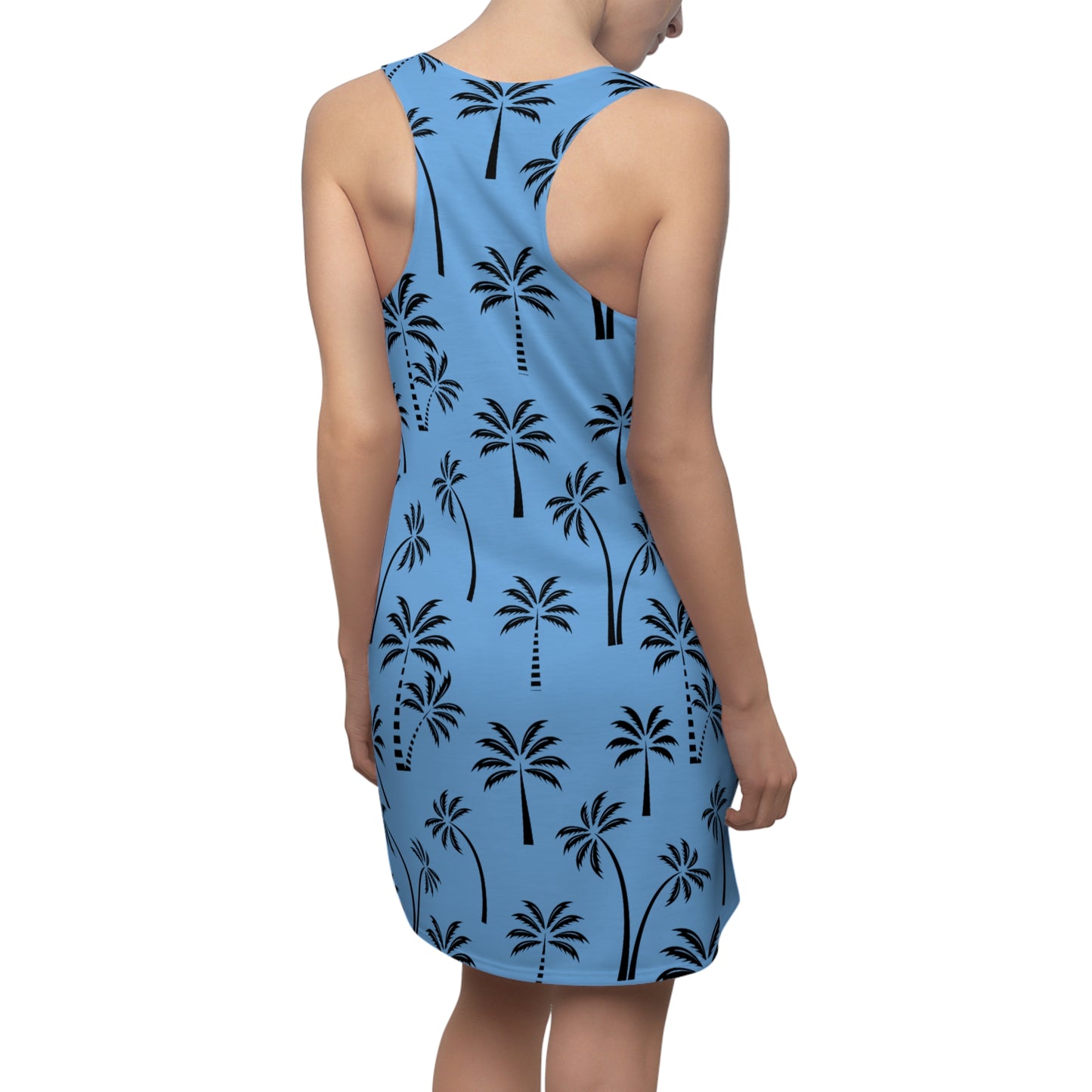 Hellblau Palmen Racerback Kleid – Leichtes Sommerkleid