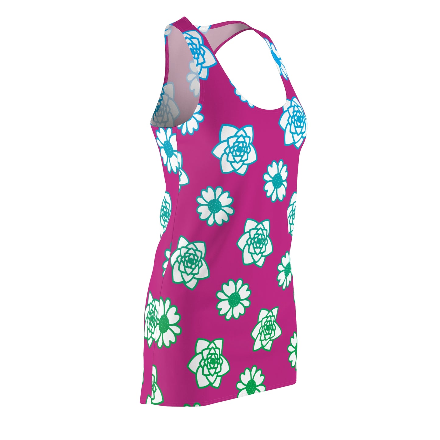 Racerback Kleid Pink mit grünem Blumenmuster Sommerlook