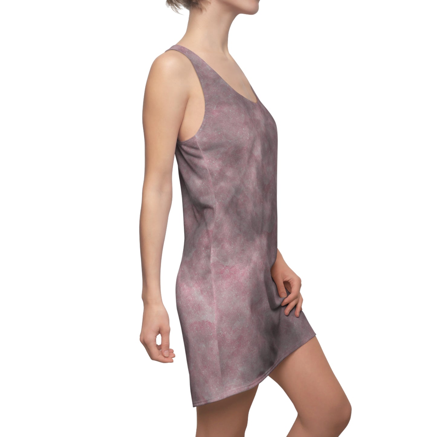 Rosa Racerback Kleid – Sommerkleid mit abstraktem Wolkenmuster