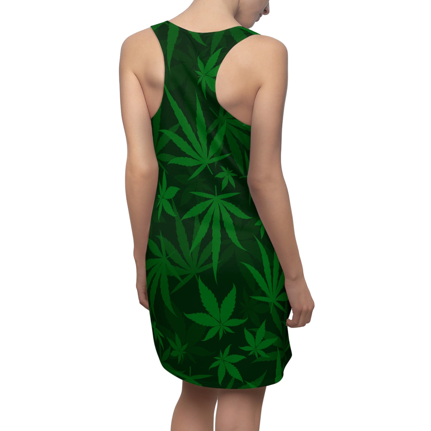 Damen Kleid Cannabis Blatt Grün Racerback Sommer Festival