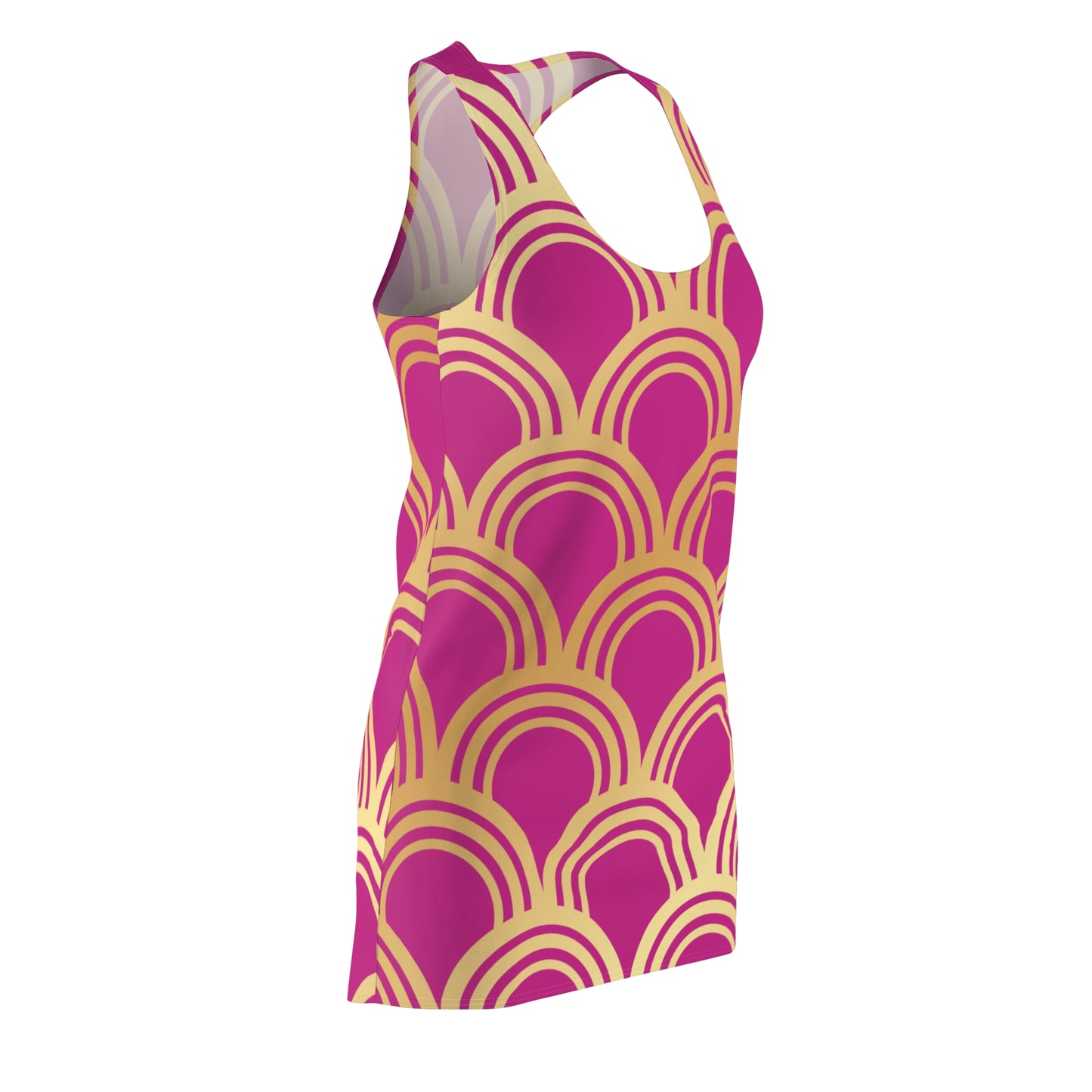 Luxury Racerback Dress mit Art Deco Bogen Muster pembe