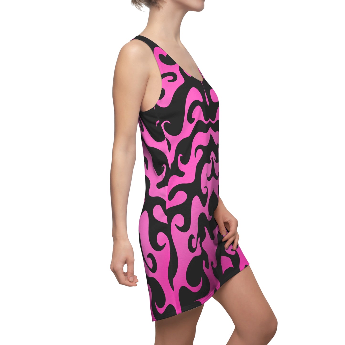 Racerback Kleid mit pinkem Farbverlauf und abstraktem Ornament-Muster