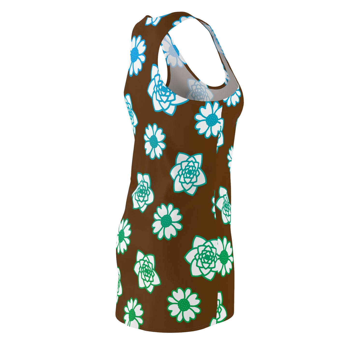 Racerback Kleid Braun mit grünem Blumenmuster Sommerlook