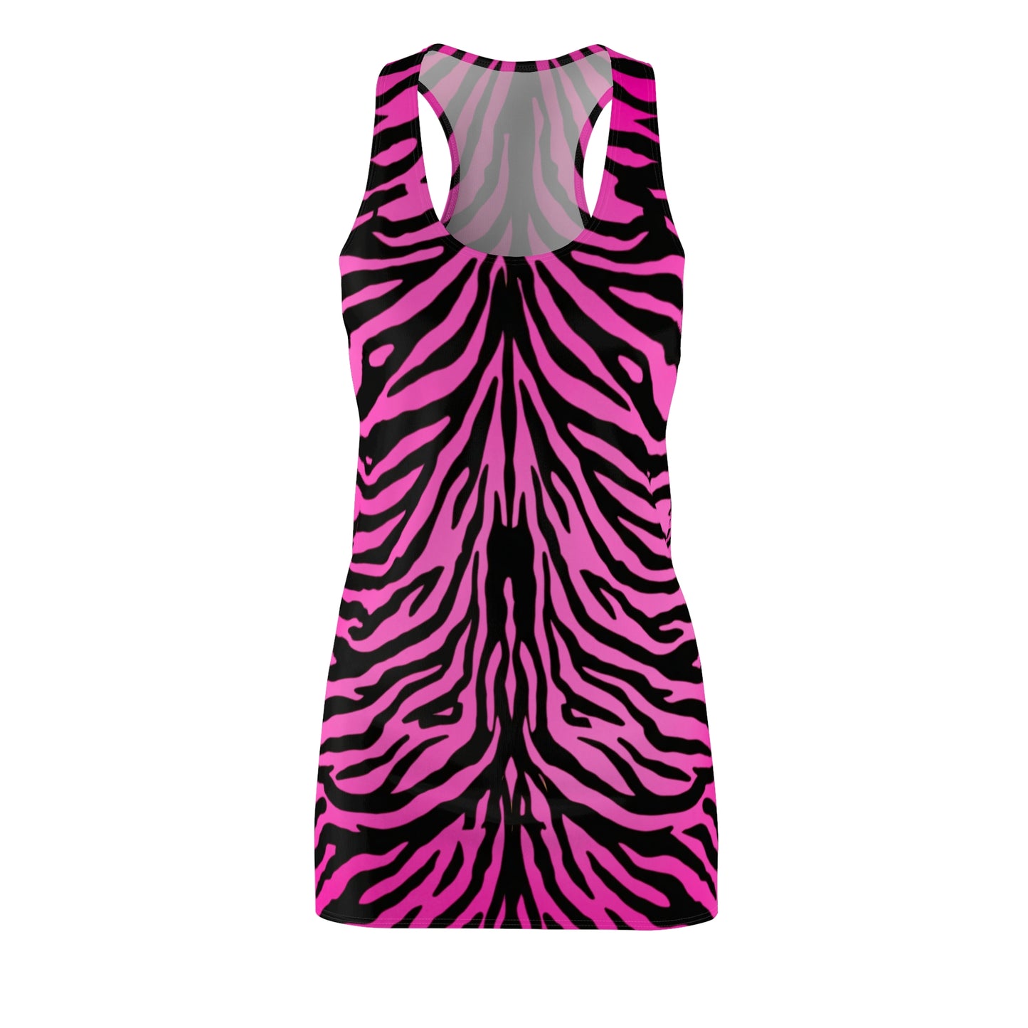 Racerback Sommerkleid Damen – Pinker Farbverlauf im Zebra-Look