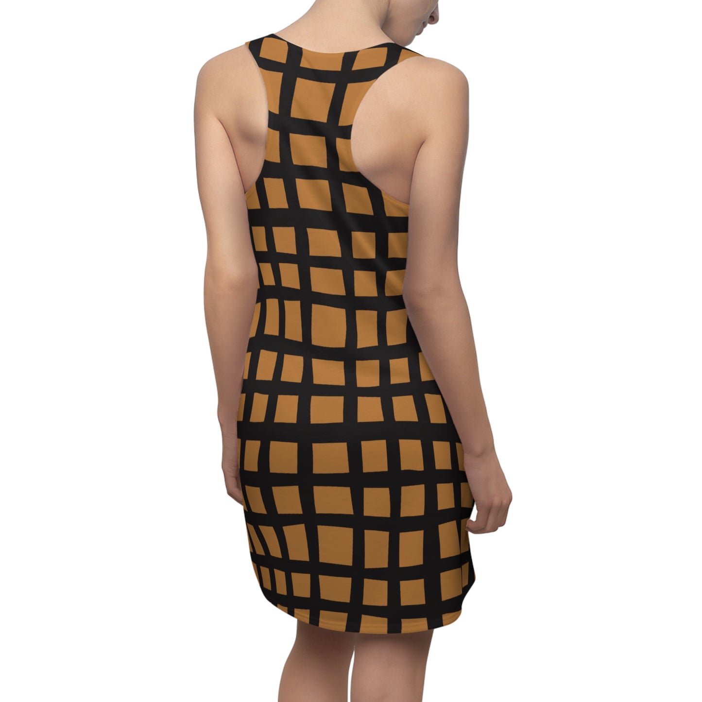 Hellbraun Grid Racerback Kleid – Moderner Sommerlook