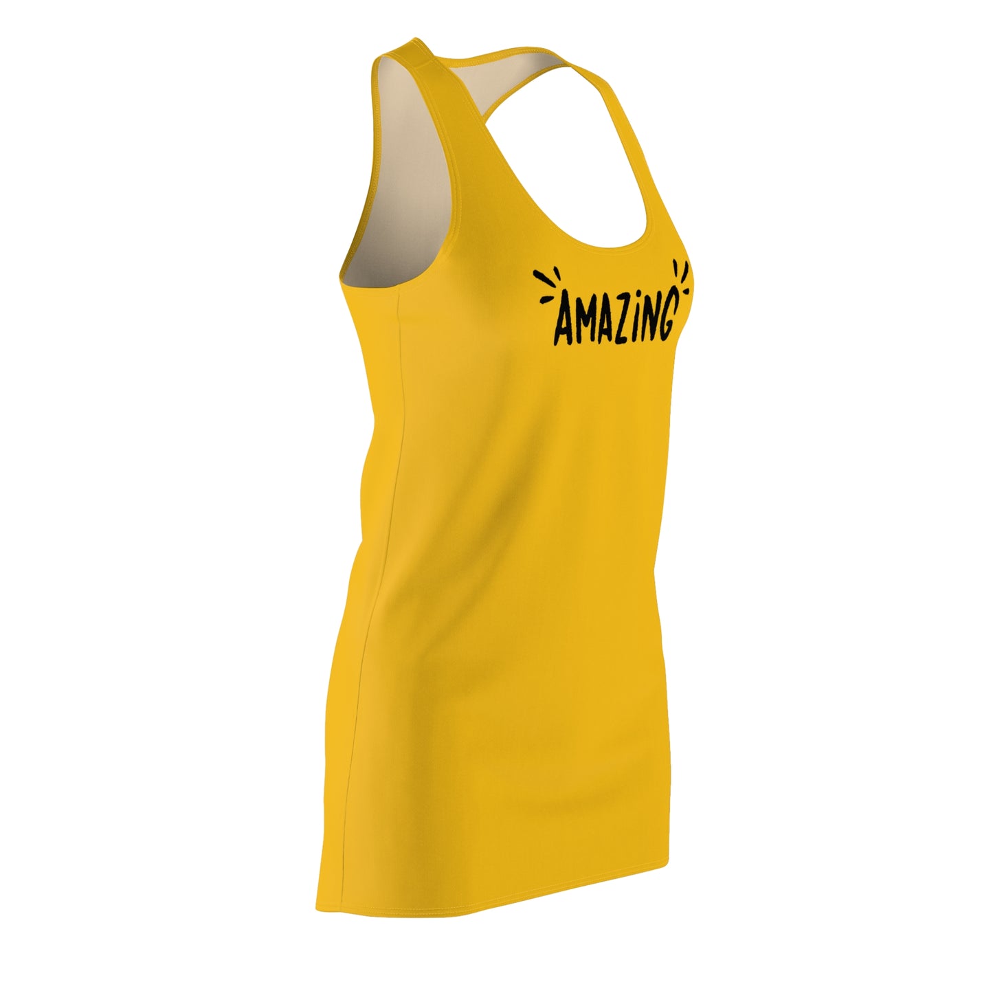 Racerback Damenkleid Sommer – „Amazing“ Statement, modern & lässig gelb