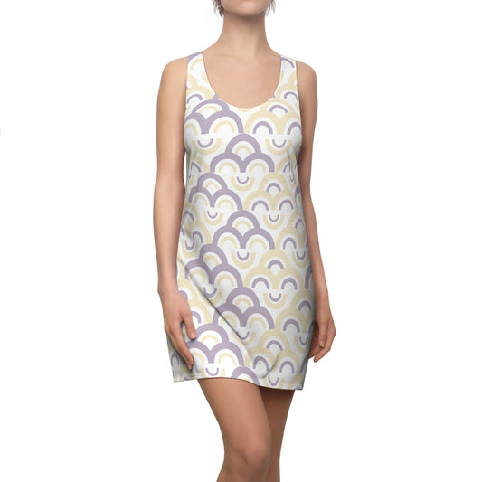 Damen Racerback Kleid Pastell Bogenmuster Bequemes Freizeitkleid
