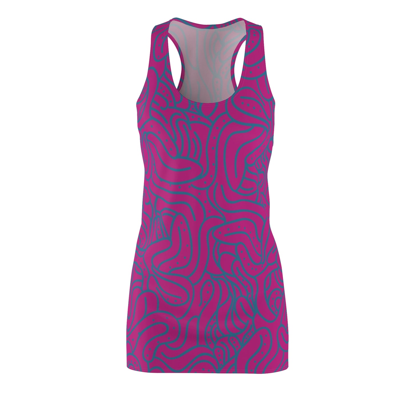Racerback Kleid Blau Pink – Modernes Wellenmuster
