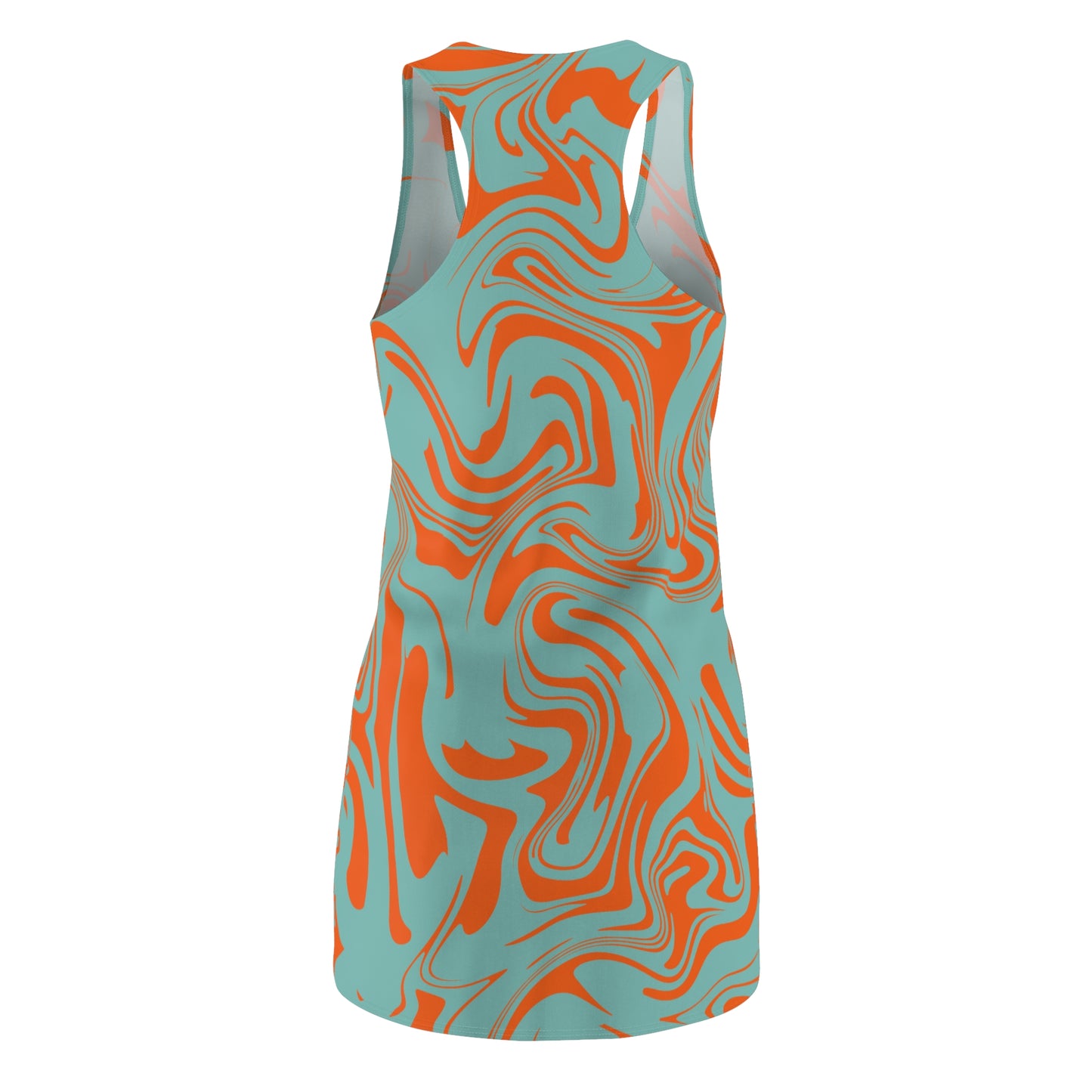 Aqua Orange Marmor Racerback Kleid – Trendige Sommer Damenmode