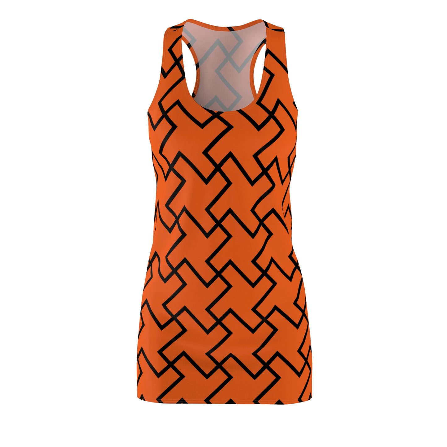 Oranges Geometrie Racerback Kleid – Modern & Bequem