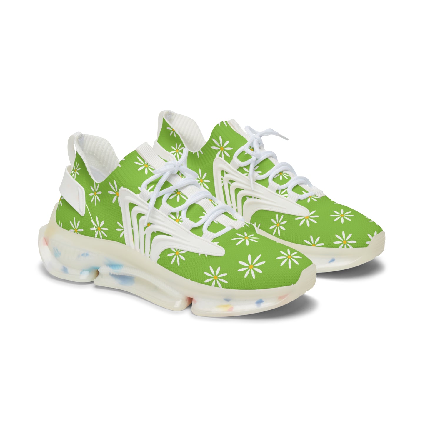 Grüne Damen Sneaker mit Blumenmuster – Stylische Sportschuhe
