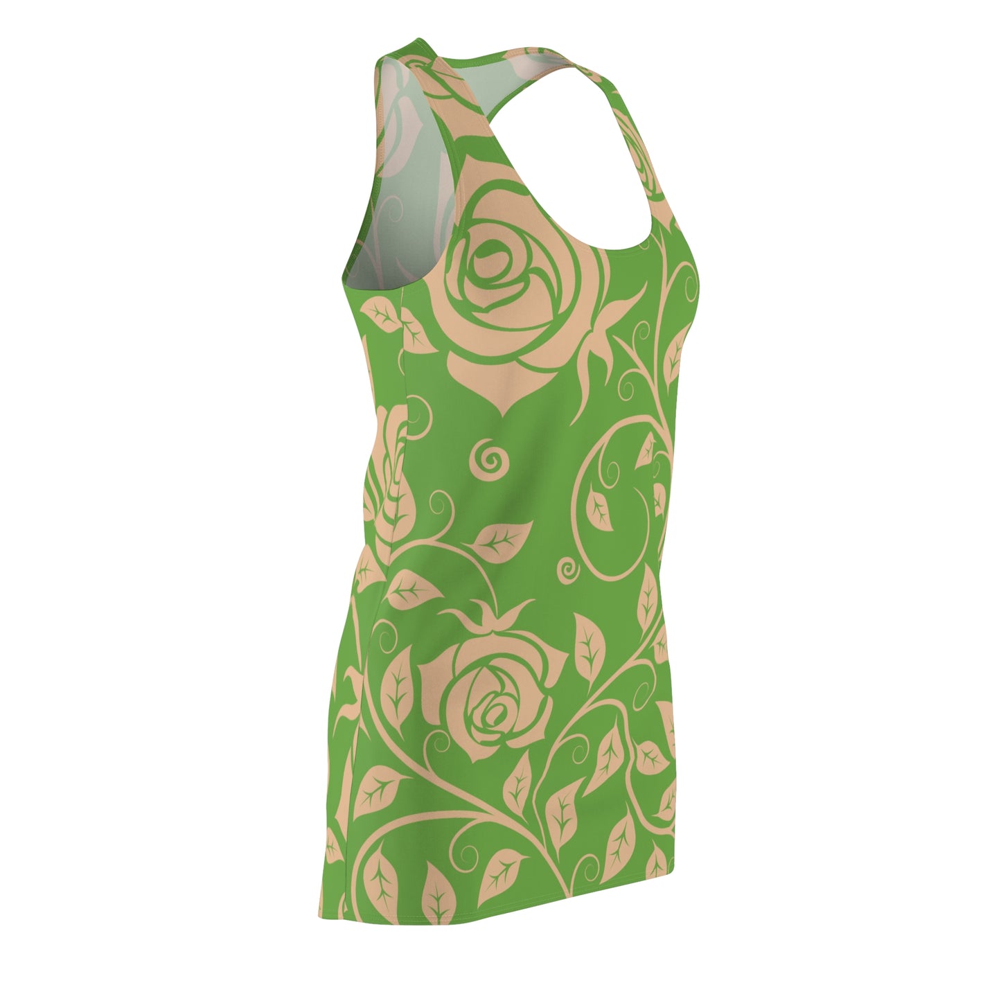 Floral Racerback Kleid Rose – Elegant in Beige & Grün