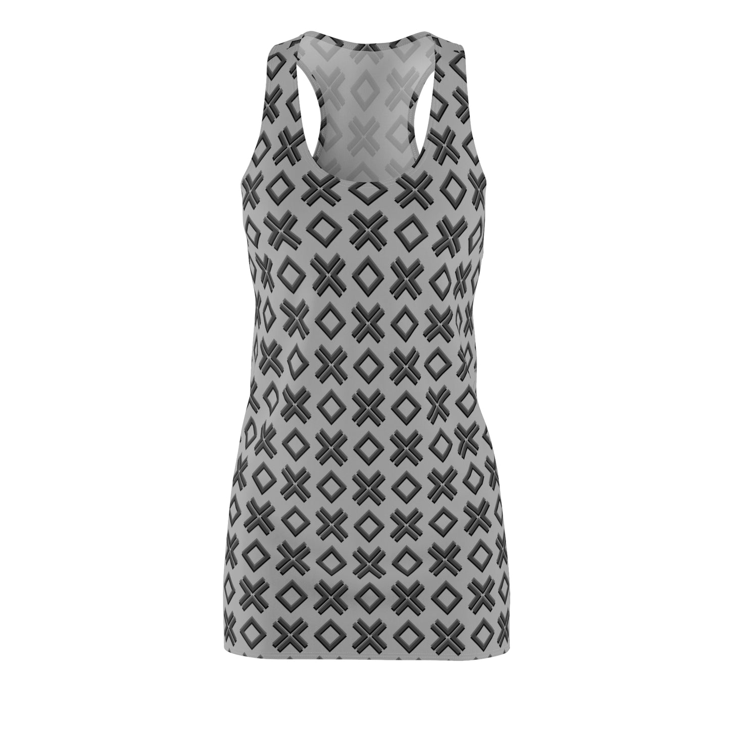 Graues X-Muster Racerback Kleid – Modern & Sommerlich