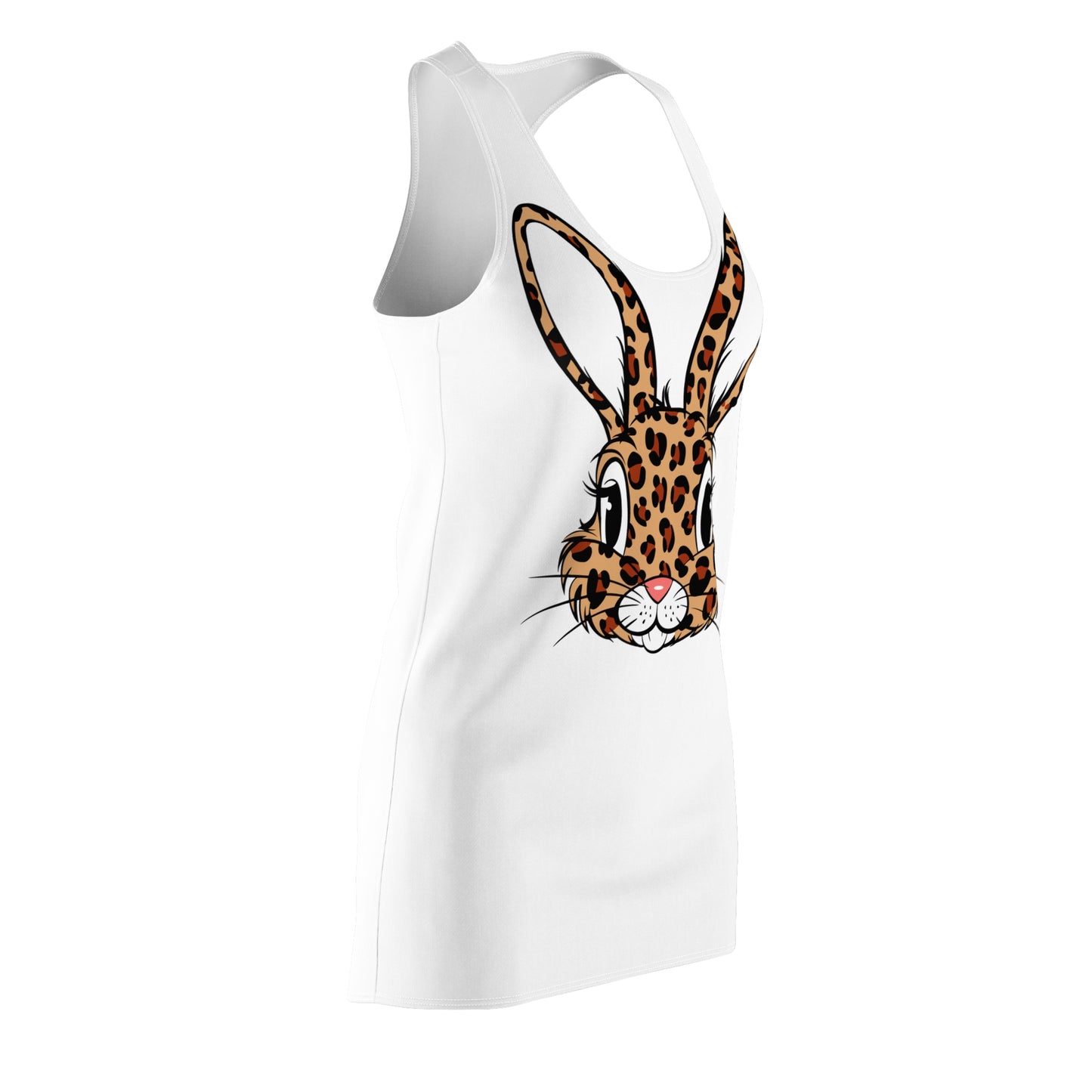 Leoparden Hase Racerback Kleid – Tierisch Weiß