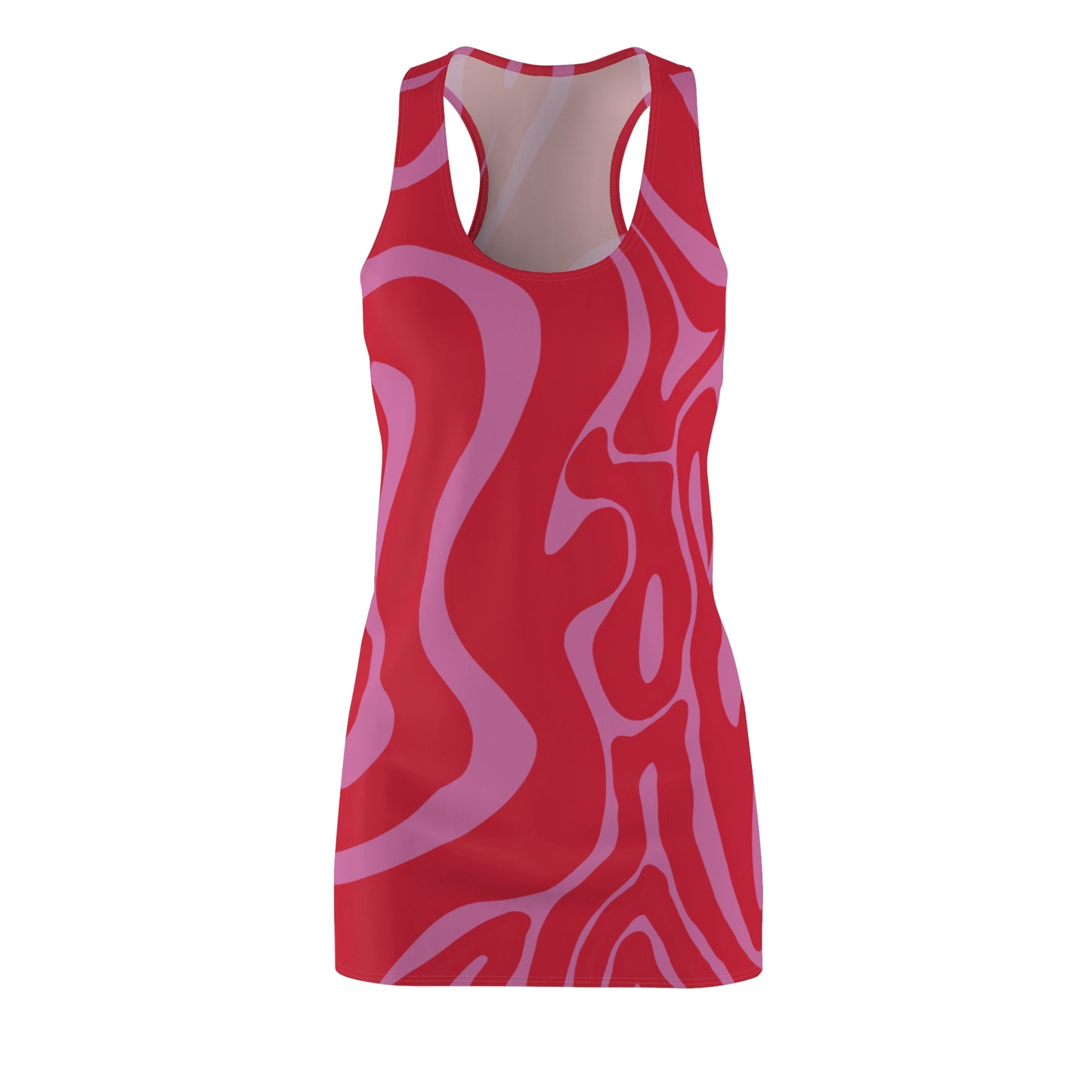 Rot Rosa Swirl Racerback Kleid – Abstraktes Sommerkleid