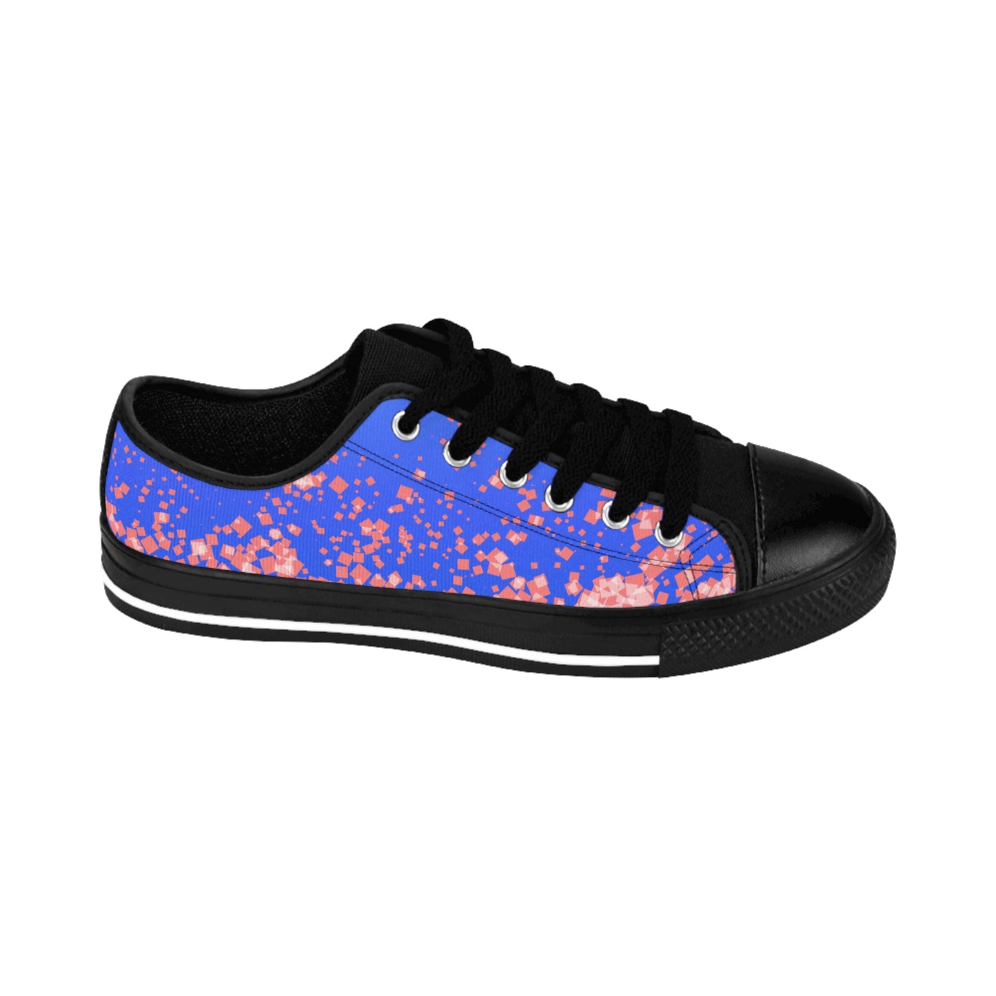 Blue Pink Confetti Sneakers – Casual Low Top Canvas Shoes