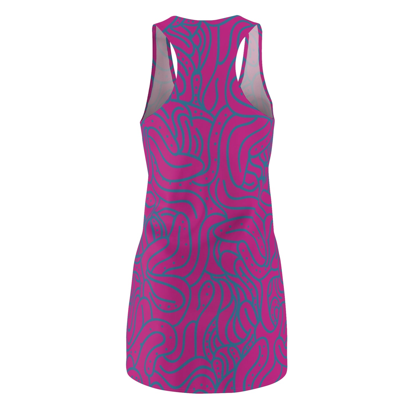 Racerback Kleid Blau Pink – Modernes Wellenmuster