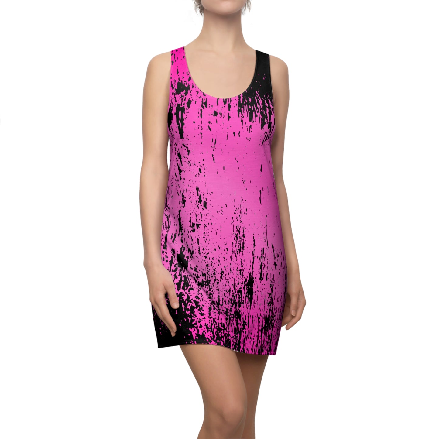 Racerback Kleid mit schwarzem Grunge-Muster in Pink mit Farbverlauf