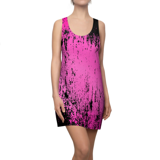 Racerback Kleid mit schwarzem Grunge-Muster in Pink mit Farbverlauf