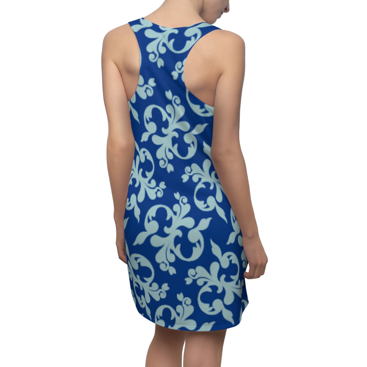 Dunkelblau Türkis Floral Racerback Kleid – Sommer Damenmode
