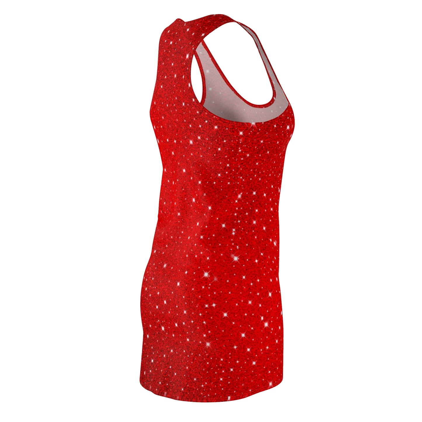 Racerback Kleid Rot mit Glitzer Sterneffekt – Party Look