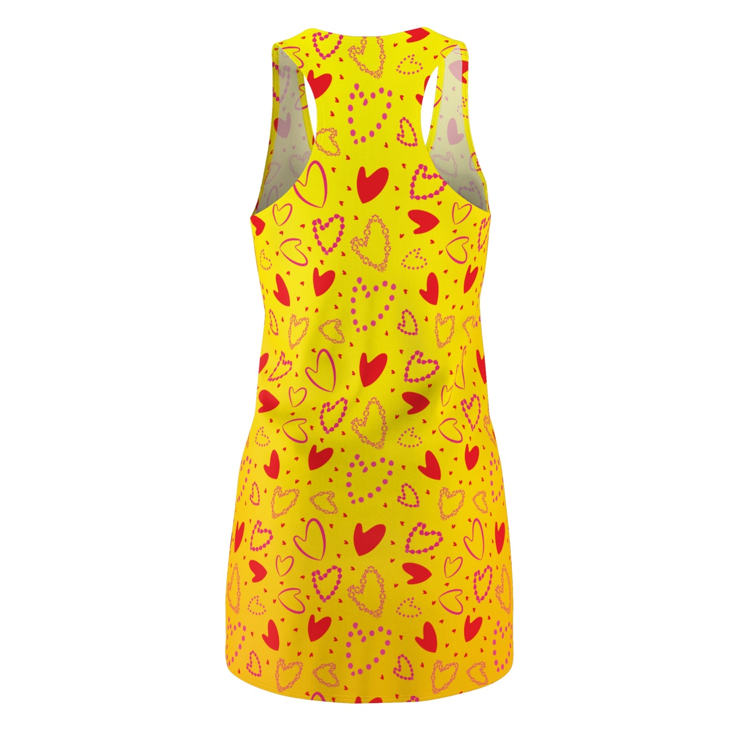 Gelbes Racerback Kleid – Sommerkleid mit verspieltem Herzmuster