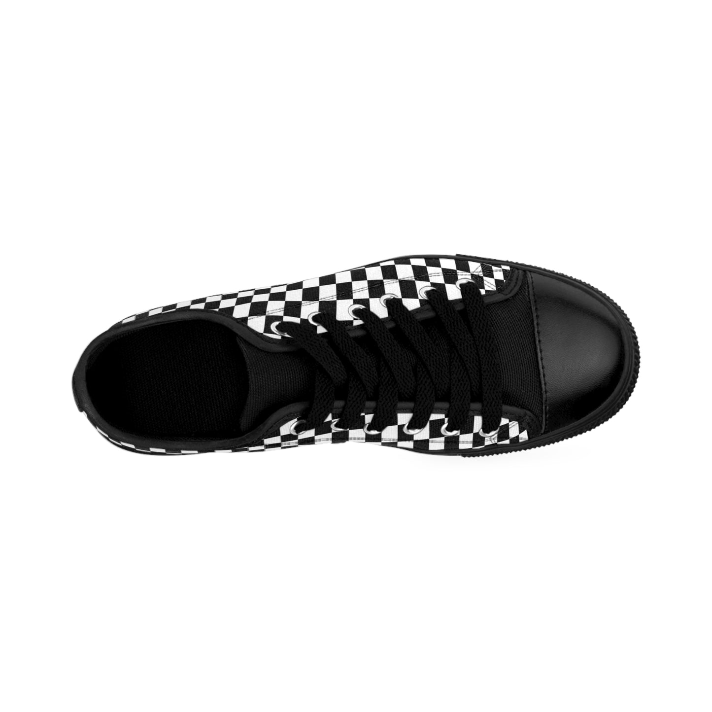 Black White Checkerboard Sneakers – Retro Canvas Low Tops