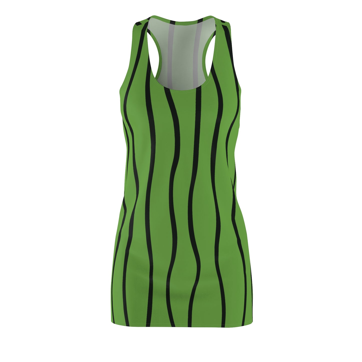 Grün Schwarz Wellen Racerback Kleid – Modernes Sommerkleid