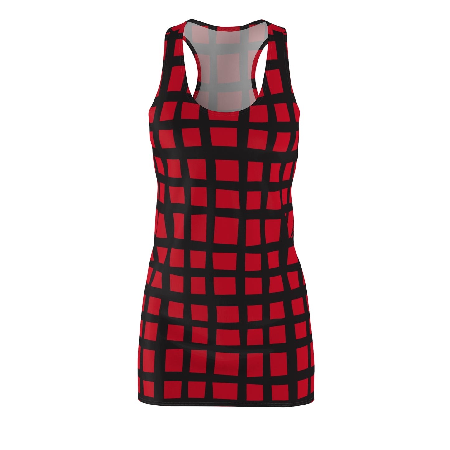 Dunkelrot Grid Racerback Kleid – Moderner Sommerlook