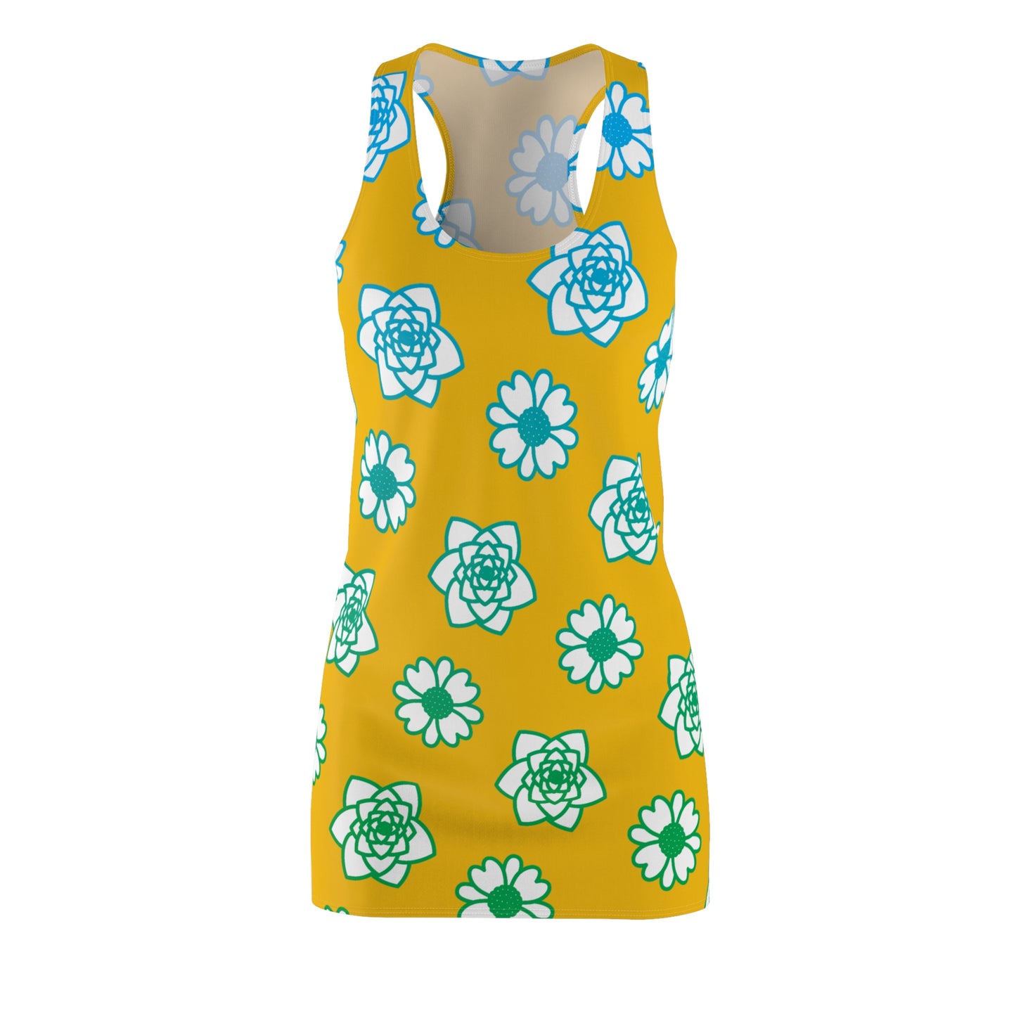 Racerback Kleid Orange mit grünem Blumenmuster Sommerlook