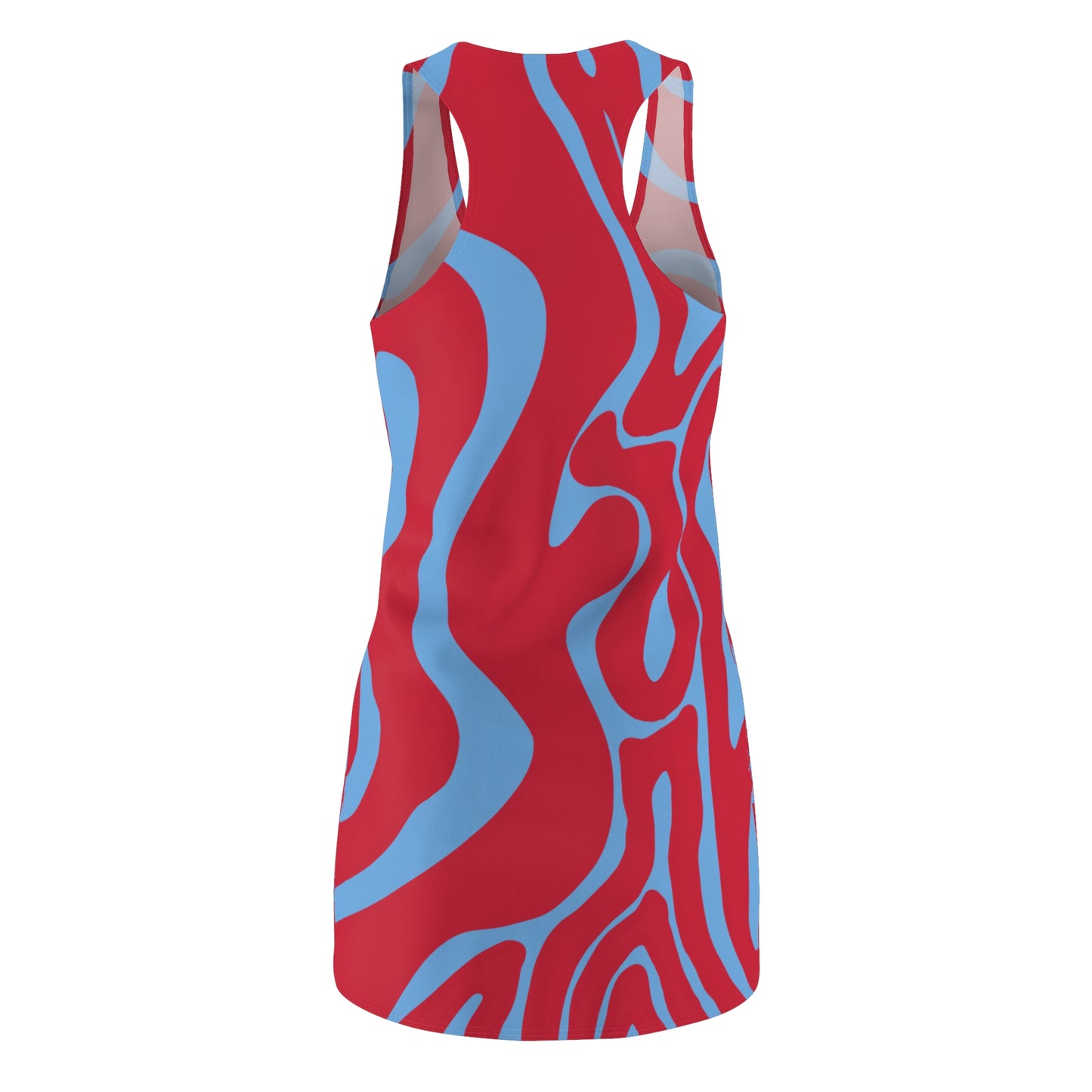 Rot Hellblau Swirl Racerback Kleid – Abstraktes Sommerkleid