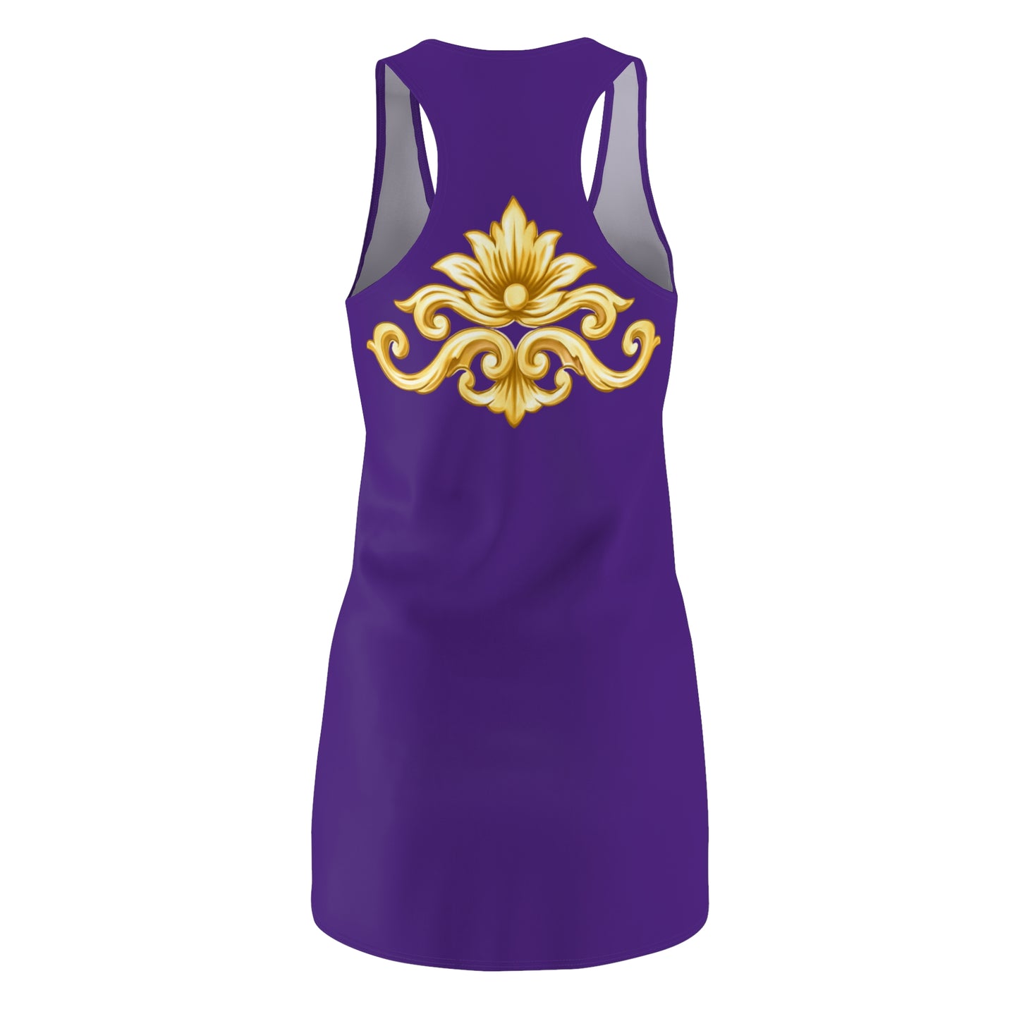 Elegant Baroque Damenkleid | Gold Ornament Racerback Kleid