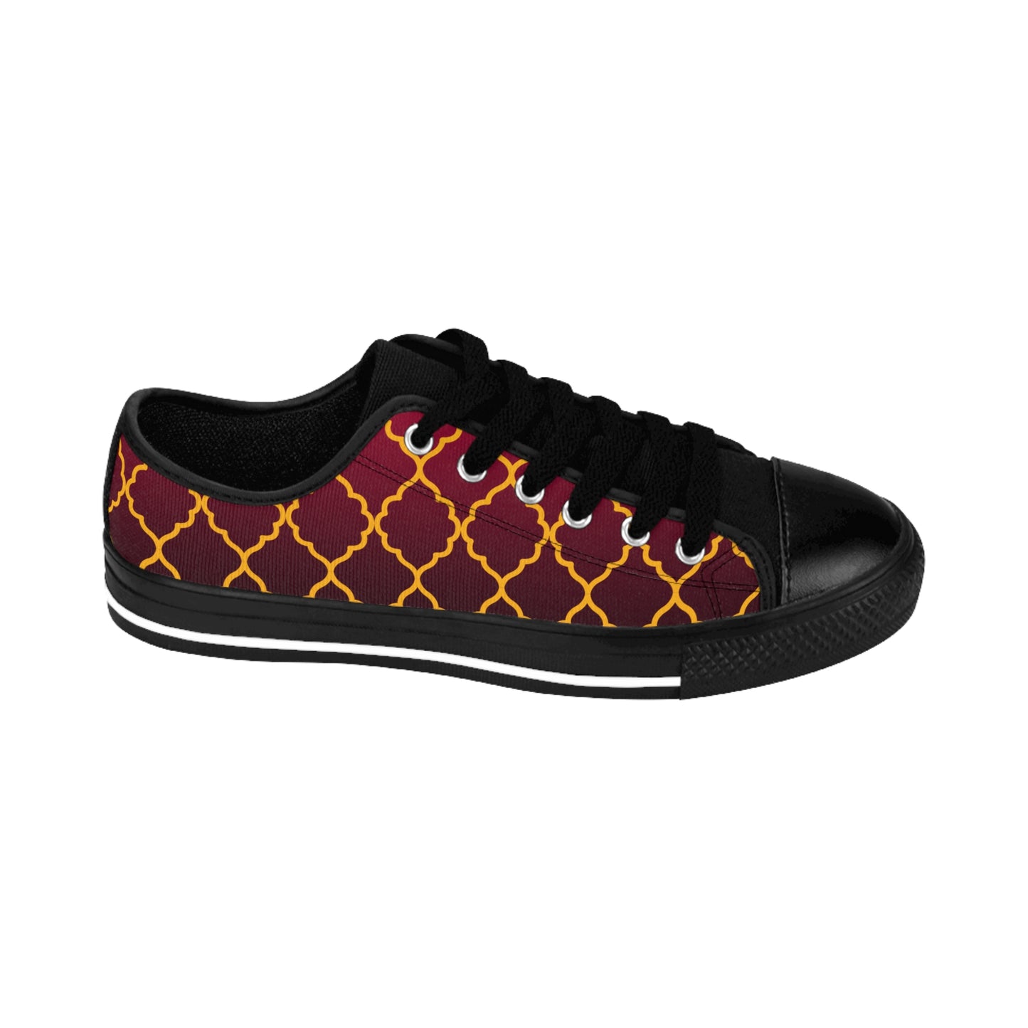 Damen Sneaker Bordeaux Gold Muster Canvas Freizeit Schuhe Low